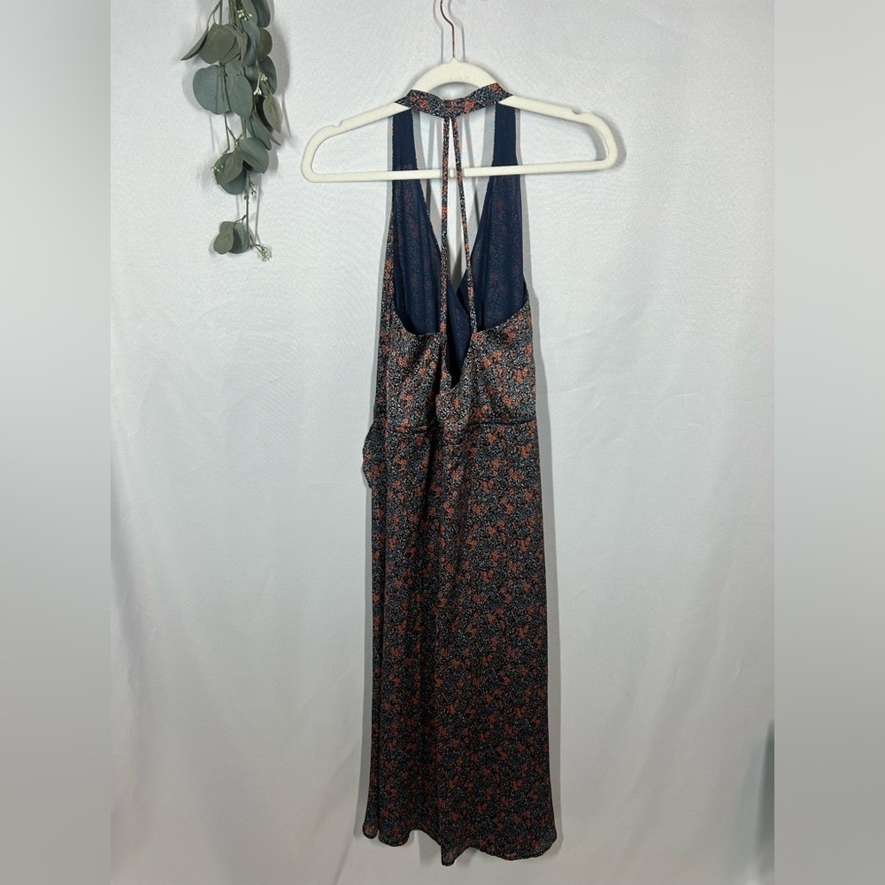 Avec Les Filles | Floral Midi Wrap Style Dress Navy Blue Women’s Size Small - Picture 9 of 12